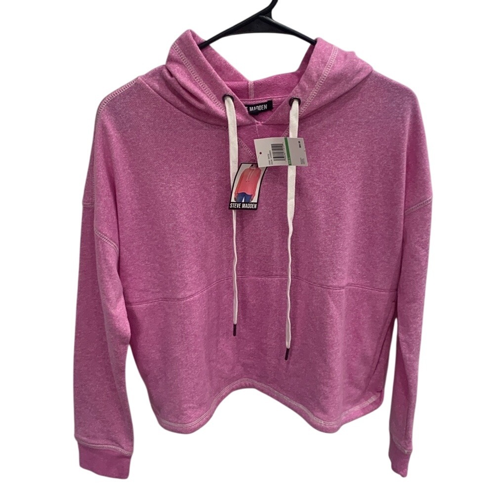 Steve Madden Pink Hoodie Sweatshirt Lounge Pullover Activewear Comfy Soft